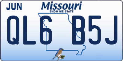 MO license plate QL6B5J