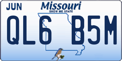 MO license plate QL6B5M
