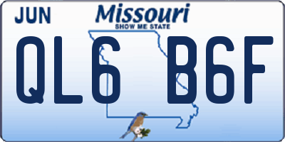 MO license plate QL6B6F