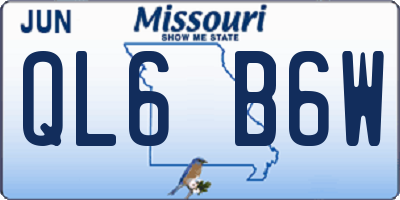 MO license plate QL6B6W