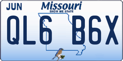 MO license plate QL6B6X