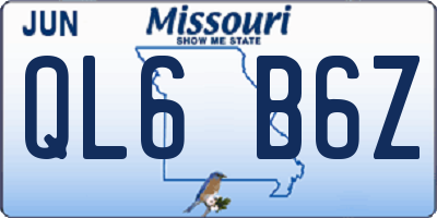 MO license plate QL6B6Z