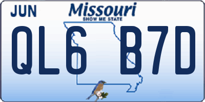 MO license plate QL6B7D