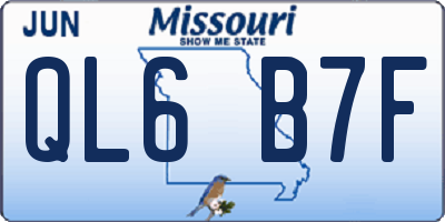MO license plate QL6B7F