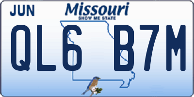 MO license plate QL6B7M