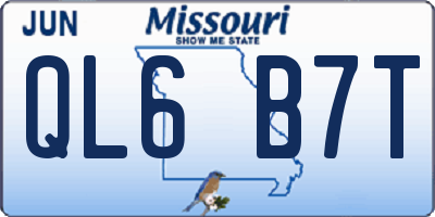 MO license plate QL6B7T
