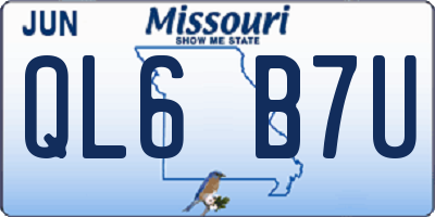 MO license plate QL6B7U