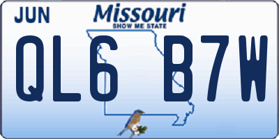 MO license plate QL6B7W