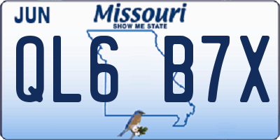 MO license plate QL6B7X