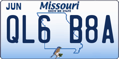 MO license plate QL6B8A