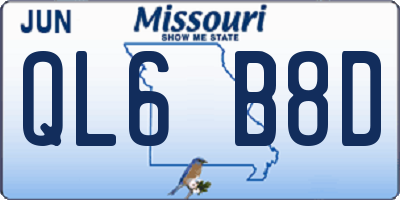 MO license plate QL6B8D