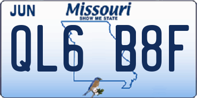MO license plate QL6B8F