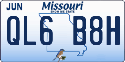 MO license plate QL6B8H