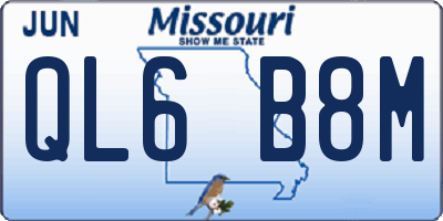 MO license plate QL6B8M