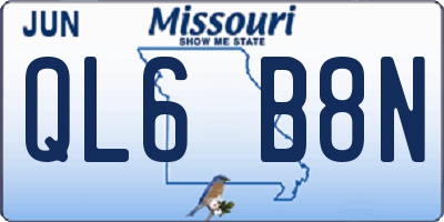MO license plate QL6B8N