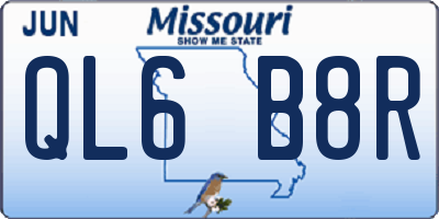 MO license plate QL6B8R