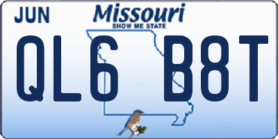 MO license plate QL6B8T