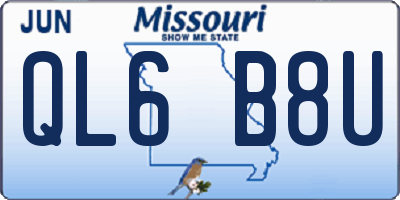 MO license plate QL6B8U