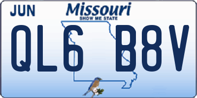 MO license plate QL6B8V