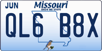 MO license plate QL6B8X