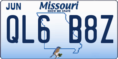 MO license plate QL6B8Z
