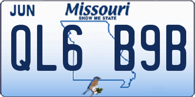MO license plate QL6B9B