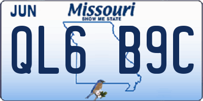 MO license plate QL6B9C