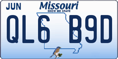 MO license plate QL6B9D
