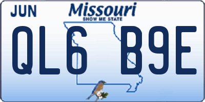 MO license plate QL6B9E