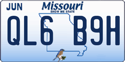 MO license plate QL6B9H