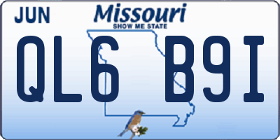 MO license plate QL6B9I