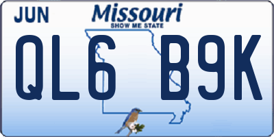 MO license plate QL6B9K