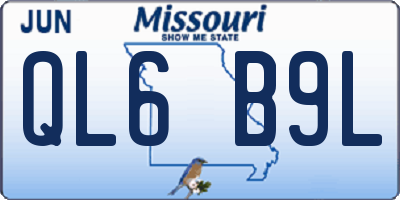 MO license plate QL6B9L