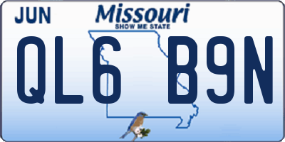 MO license plate QL6B9N