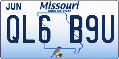 MO license plate QL6B9U