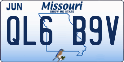 MO license plate QL6B9V