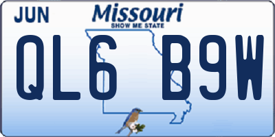 MO license plate QL6B9W
