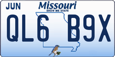MO license plate QL6B9X