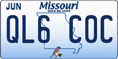 MO license plate QL6C0C