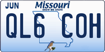 MO license plate QL6C0H