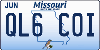 MO license plate QL6C0I