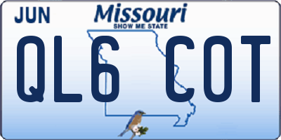 MO license plate QL6C0T