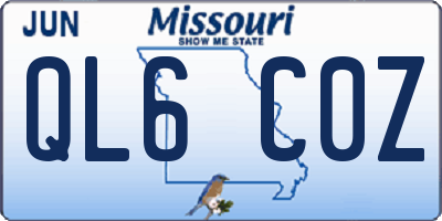 MO license plate QL6C0Z