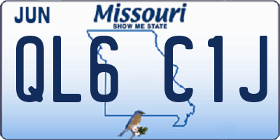 MO license plate QL6C1J