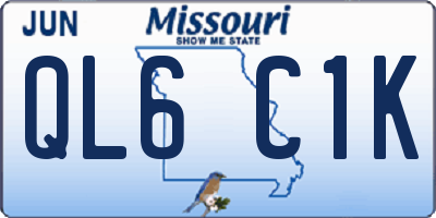 MO license plate QL6C1K