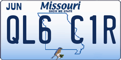 MO license plate QL6C1R