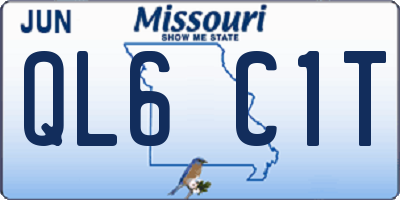 MO license plate QL6C1T