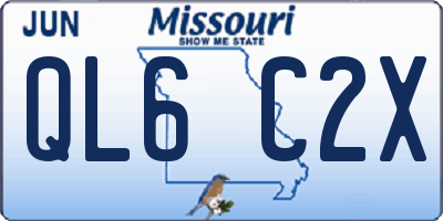 MO license plate QL6C2X