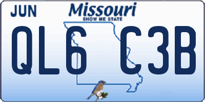 MO license plate QL6C3B