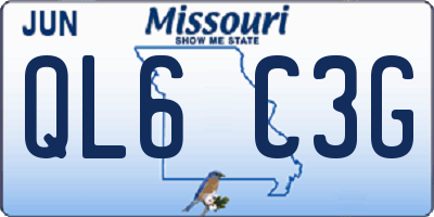 MO license plate QL6C3G